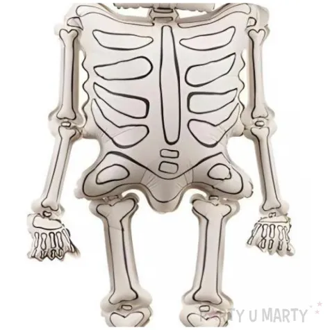 dekoracja na halloweem duzy balon foliowy kosciotrup xxl kremowy 61 shp