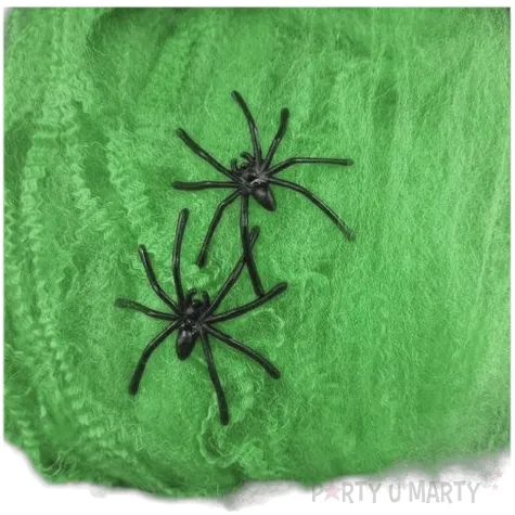 dekoracja na halloween andrzejki pajeczyna nylonowa do zdjec z pajakami zielona 20g