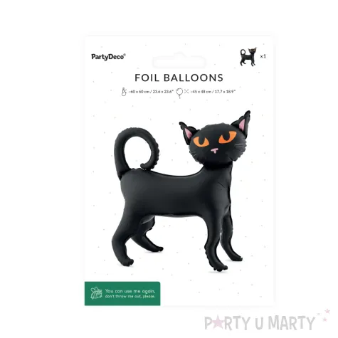 dekoracja na halloween andrzejki stojacy balon foliowy czarny kot czarownicy 23 6 awk
