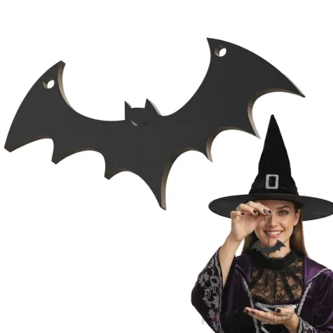 dekoracja na halloween andrzejki zawieszka hdf nietoperz czarny 62 x 85 mm