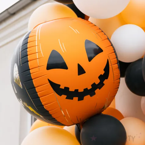 dekoracja na halloween balon foliowy straszna dynia pomaranczowo czarna 29 5 shp
