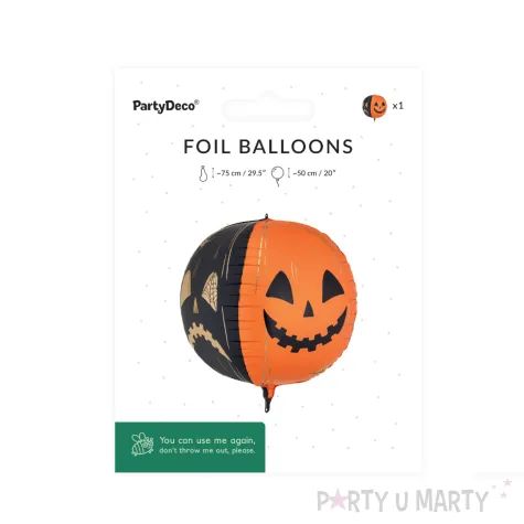 dekoracja na halloween balon foliowy straszna dynia pomaranczowo czarna 29 5 shp