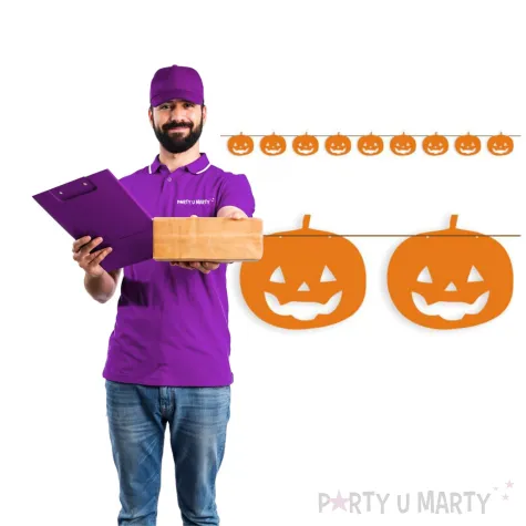 dekoracja na halloween baner girlanda papierowa dynie do powieszenia 3 6 m