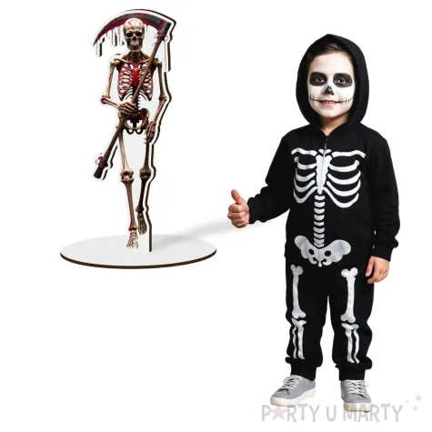 dekoracja na halloween drewniana figurka kosciotrup do postawienia 15 cm