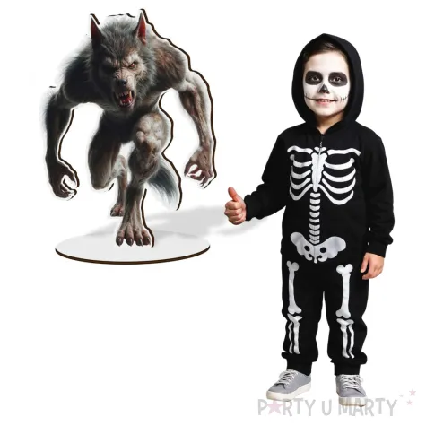 dekoracja na halloween drewniana figurka wilkolak do postawienia 15 cm