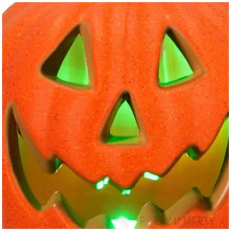 dekoracja na halloween lampka led straszna dynia pomaranczowa 20 cm