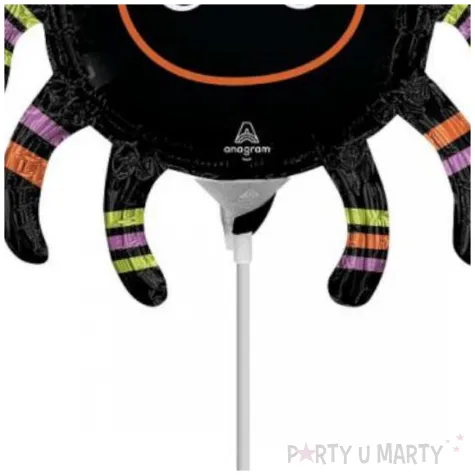 dekoracja na halloween mini balon foliowy uroczy pajak czarny na patyczek 14 shp