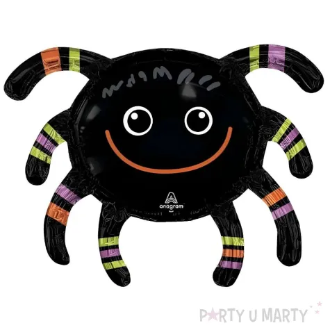 dekoracja na halloween mini balon foliowy uroczy pajak czarny na patyczek 14 shp