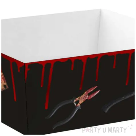 dekoracja na halloween papierowe pudelka na chipsy i przekaski krwawe narzedzia 4 szt
