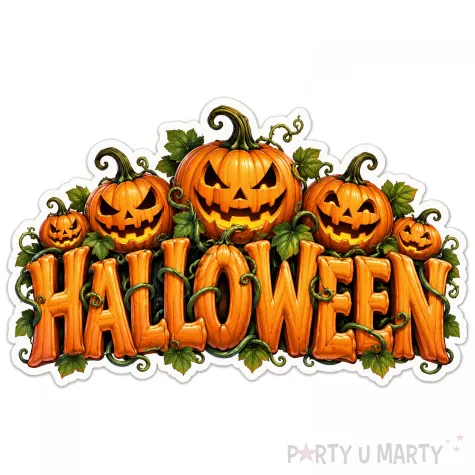 dekoracja na halloween plakat na okno drzwi straszna dynia ozdoba halloweenowa do powieszenia