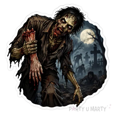 dekoracja na halloween plakat na okno drzwi zombie i cmentarz ozdoba halloweenowa do powieszenia