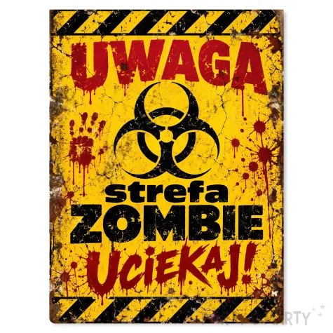 dekoracja na halloween powitalny plakat na drzwi cukierek albo psikus strefa zombie zaproszenie