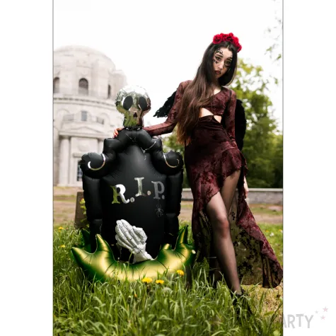 dekoracja na halloween stojacy balon foliowy xl nagrobek i czaszka 59 1 awk