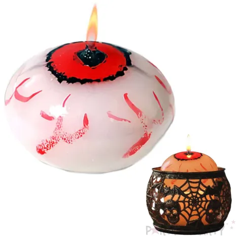 dekoracja na halloween swieczka krwawe oko plywajace partydeco 40 mm