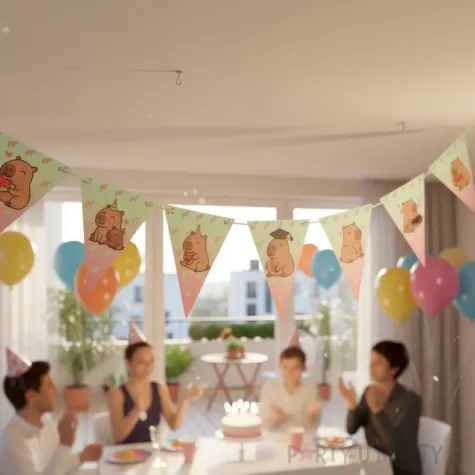 dekoracja na impreze urodzinowa z kapibarami rozowa kolorowa 110 cm