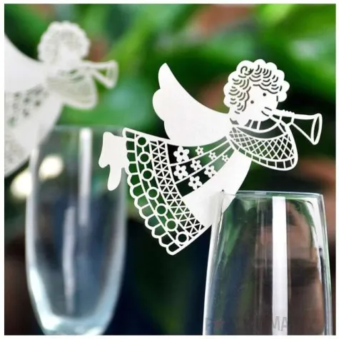 dekoracja na kieliszki aniolek art biala 6 szt