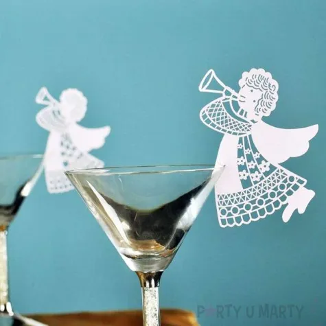 dekoracja na kieliszki aniolek art zlota 6 szt