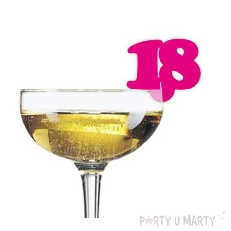 dekoracja na kieliszki urodziny 18 fuksja 10 szt