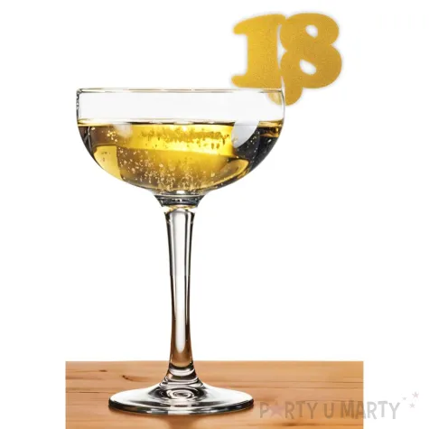 dekoracja na kieliszki urodziny 18 zlota 10 szt