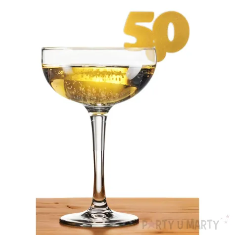 dekoracja na kieliszki urodziny 50 zlota 10 szt