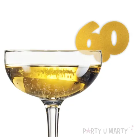 dekoracja na kieliszki urodziny 60 zlota 10 szt