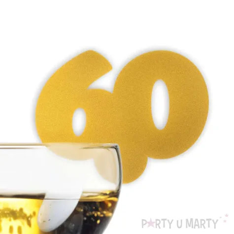 dekoracja na kieliszki urodziny 60 zlota 10 szt
