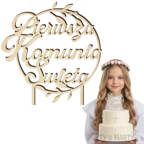 dekoracja na komunie chlopca dziewczynki drewniany topper ma tort pierwsza komunia swieta