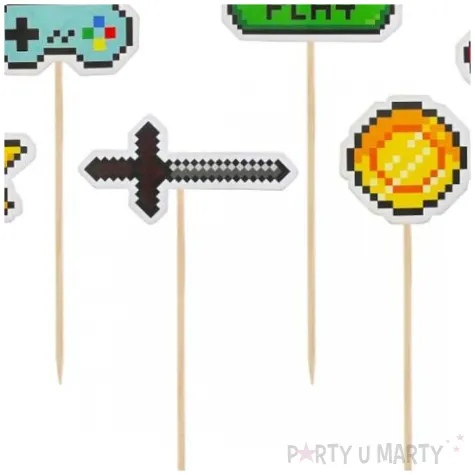 dekoracja na muffinki babeczki na urodziny dla gracza pikery game on 8 szt