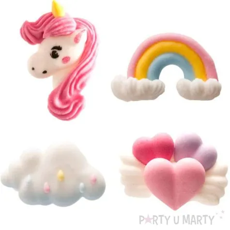 dekoracja na muffinki cukrowy jednorozec mix dekora 8 szt