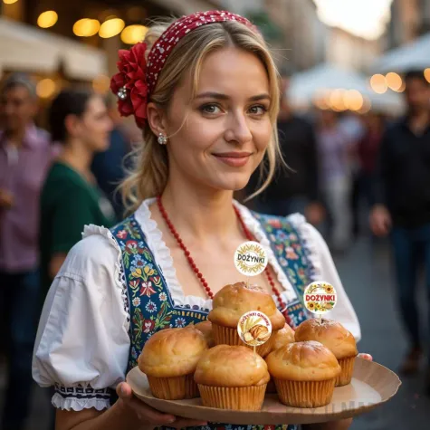 dekoracja na muffinki kielbaski ciasto pikery dozynki klosy zboz i chleb swieto plonow 6 szt