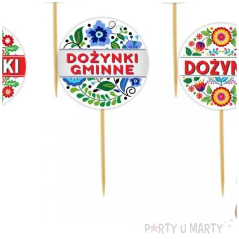 dekoracja na muffinki kielbaski ciasto pikery dozynki kwiaty ludowe swieto plonow 6 szt