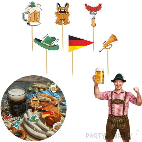 dekoracja na muffinki kielbaski ciasto pikery oktoberfest muzycznie mix 6 szt