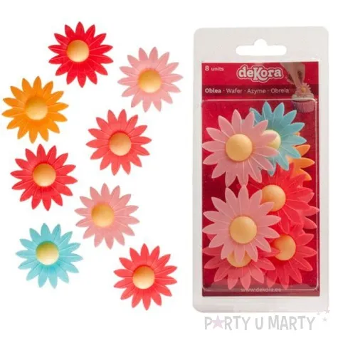 dekoracja na muffinki kwiaty pomaranczowy miks dekora 8 szt