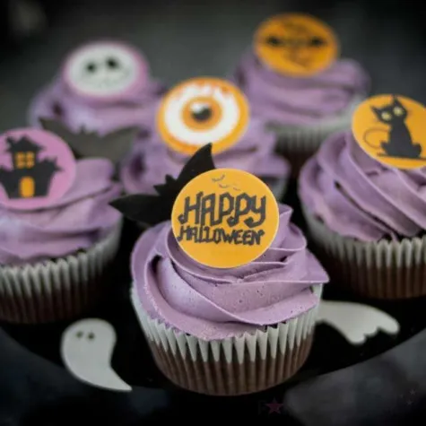 dekoracja na muffinki oplatki halloweenowe dekora 3 4 cm