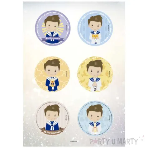 dekoracja na muffinki oplatki komunia chlopcy dekora 5 8 cm 6 szt