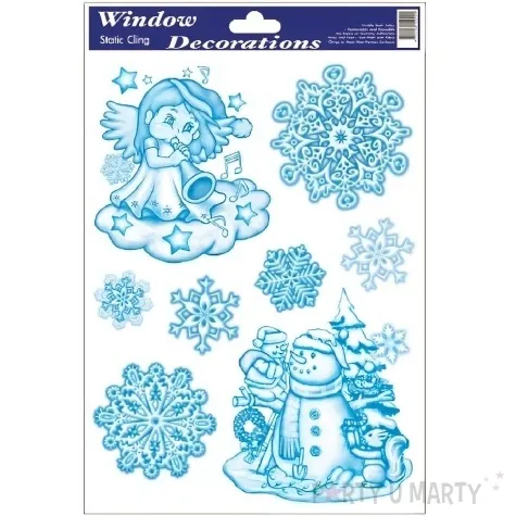 dekoracja na okno aniolek balwanki i sniezynki aliga