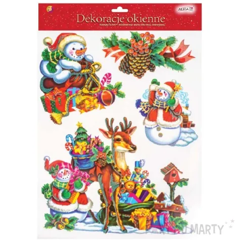 dekoracja na okno balwanki z prezentami aliga 38x30 cm