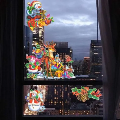 dekoracja na okno balwanki z prezentami aliga 38x30 cm