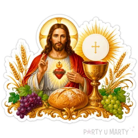 dekoracja na okno boze cialo plakat do przyklejenia hostia i jezus chrystus 42x56 cm