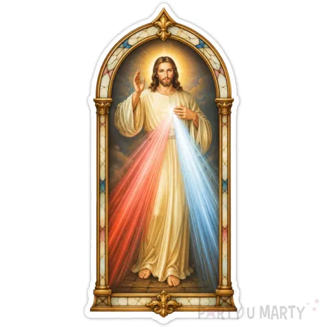 dekoracja na okno boze cialo plakat do przyklejenia jezus milosierny 42x56 cm