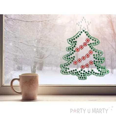 dekoracja na okno choinka z cekinow aliga 29 5x21 cm
