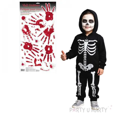 dekoracja na okno krwawe rece bialo czerwone amscan 23 szt