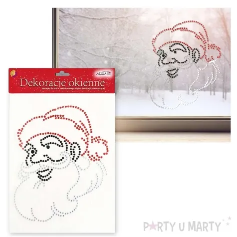 dekoracja na okno mikolaj z cekinow aliga 29 5x21 cm
