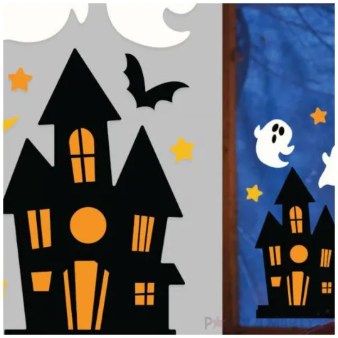 dekoracja na okno nawiedzony dom i duchy guirca 14 szt