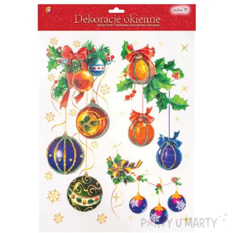 dekoracja na okno swiateczne bombki i dzwonki aliga 38x30 cm