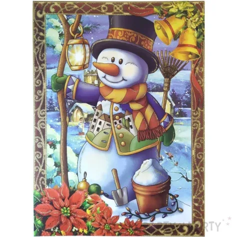 dekoracja na okno swiateczny balwanek witraz aliga 30x20 cm