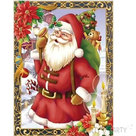 dekoracja na okno swiety mikolaj z prezentami witraz aliga 30x20 cm