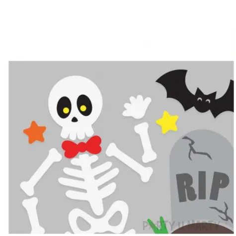 dekoracja na okno szkielet z nagrobkiem guirca 9 szt