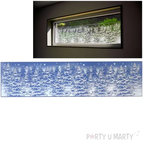 dekoracja na okno szron i choinki aliga