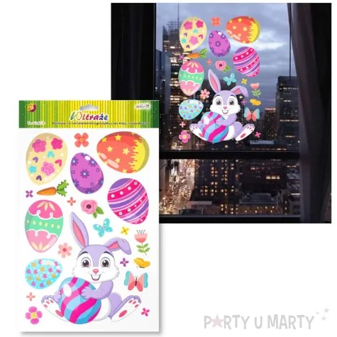 dekoracja na okno wielkanoc fioletowy zajac aliga 22 szt